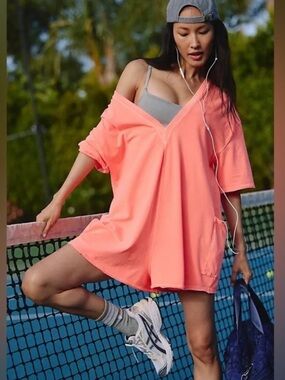 FREE PEOPLE MOVEMENT NWT hot shot romper -hibiscus pink tulip -medium